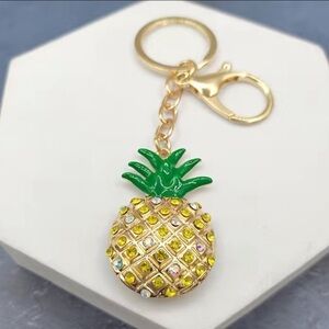 Rhinestone Pineapple Keychain Key Ring Pendant Bag Charm